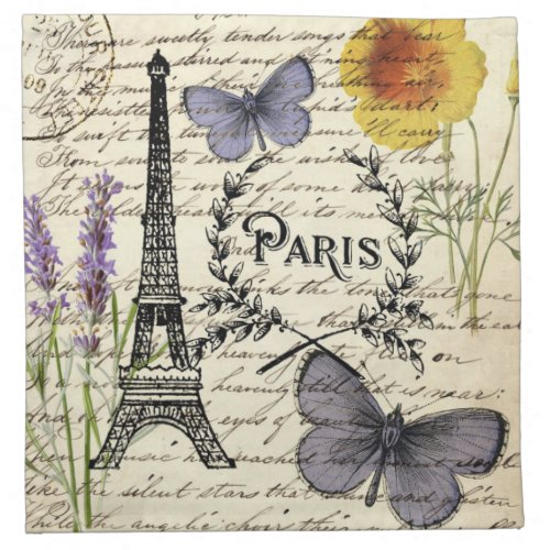 vintage rustic french butterfly paris eiffel tower cloth napkin