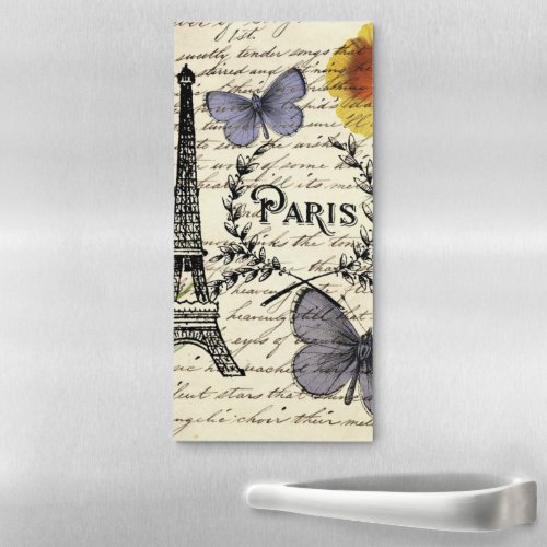 vintage rustic french butterfly paris eiffel tower magnetic notepad