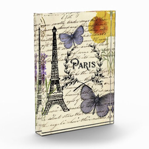 vintage rustic french butterfly paris eiffel tower photo block