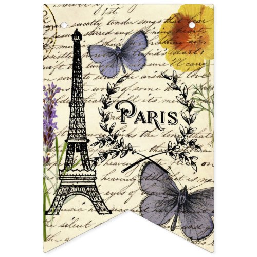 vintage rustic french eiffel tower Paris Party Bunting Flags