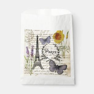 vintage rustic french eiffel tower Paris Party Favor Bag