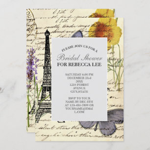 vintage rustic french eiffel tower Paris Party Invitation
