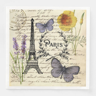 vintage rustic french eiffel tower Paris Party Paper Dinner Napkins