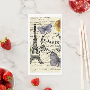 vintage rustic french eiffel tower Paris Party Paper Guest Towels