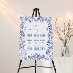 Vintage Rustic French Floral Wedding Seating Chart Foam Board