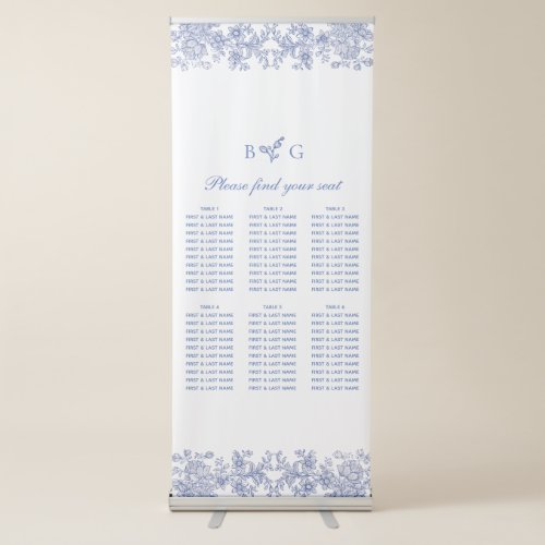 Vintage Rustic French Floral Wedding Seating Chart Retractable Banner