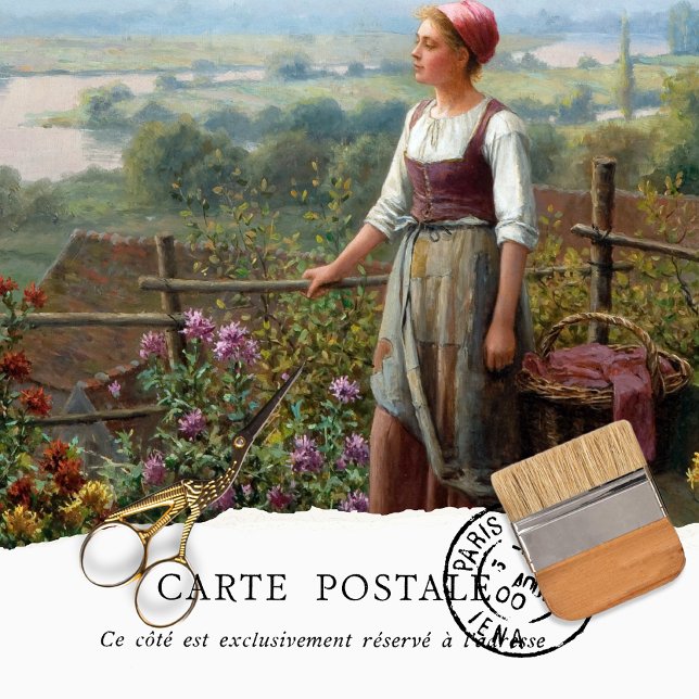 Vintage Rustic French Girl Dahlia Decoupage Tissue Paper (Creator Uploaded)