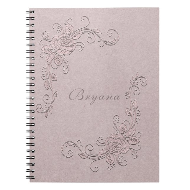 Vintage Rustic Glamor Elegant Rose Shabby Chic Notebook (Front)