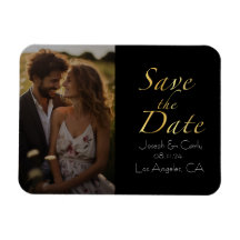 Vintage rustic gold and black save the date photo