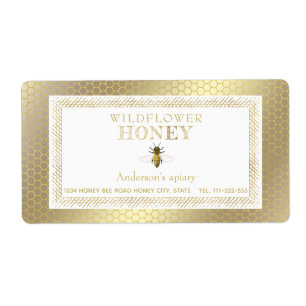 Vintage rustic gold bee honey jar label
