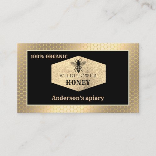 Vintage rustic gold bee logo business card