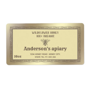 Vintage rustic gold honey bee label