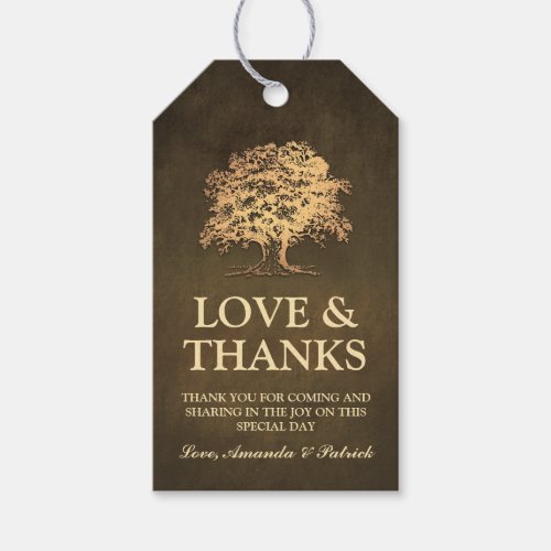 Vintage Rustic Gold Oak Tree Wedding Thank You Gift Tags