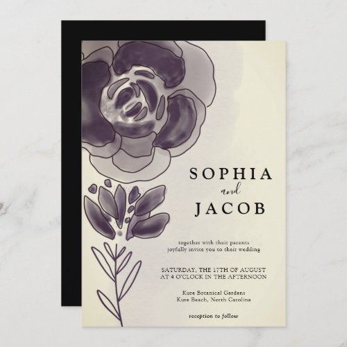 Vintage Rustic Gold Watercolor Floral Wedding Invitation