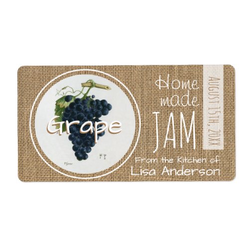 Vintage Rustic Grape Jam personalized H Label