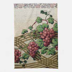 Vintage Rustic Grapes and Vines Kitchen Towel