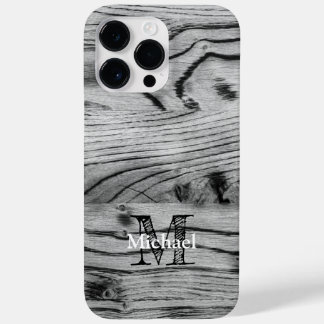Vintage rustic gray black burnt wood Monogram Case-Mate iPhone 14 Pro Max Case
