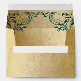 Vintage Rustic Green Gold Frame Envelope