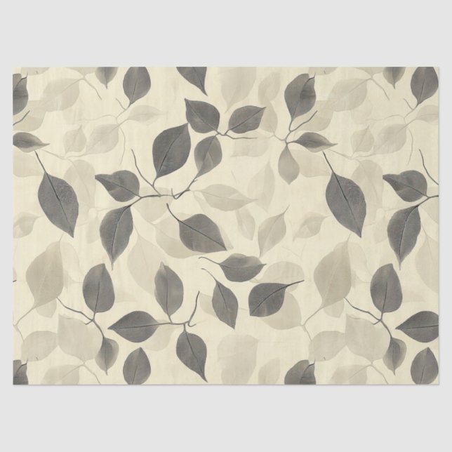 Vintage Rustic Green Leaf Pattern with Cream Base Tissue Paper (Front)