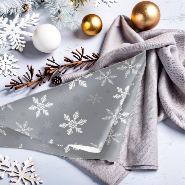 Vintage Rustic Grey Snowflakes pattern Holiday Cloth Napkin (Vintage Rustic Grey Snowflakes pattern Holiday Cloth Napkin)