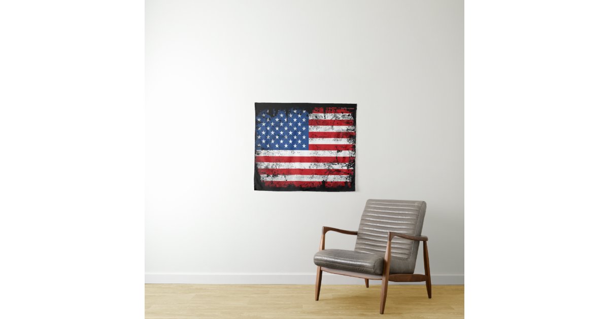 Bass Fishing Fish American Flag Patriotic Fishing Tapestry