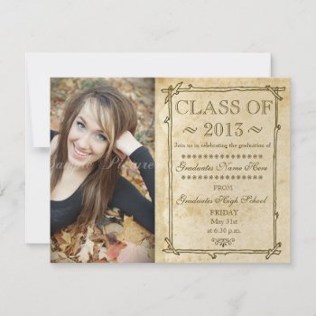 Vintage Rustic Grungy Paper Graduation Ceremony Invitation by camcguire at Zazzle