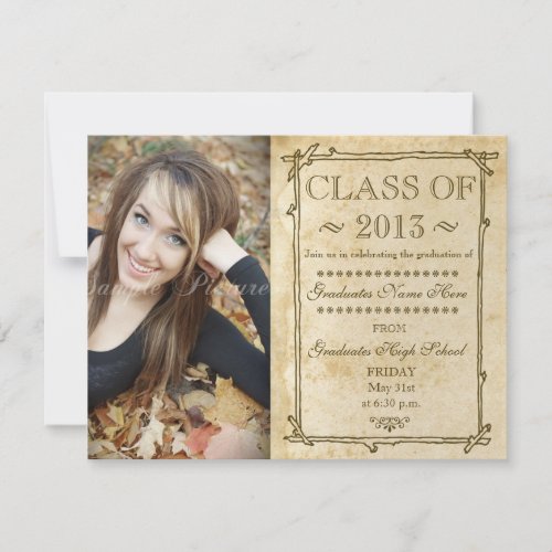 Vintage Rustic Grungy Paper Graduation Ceremony Invitation