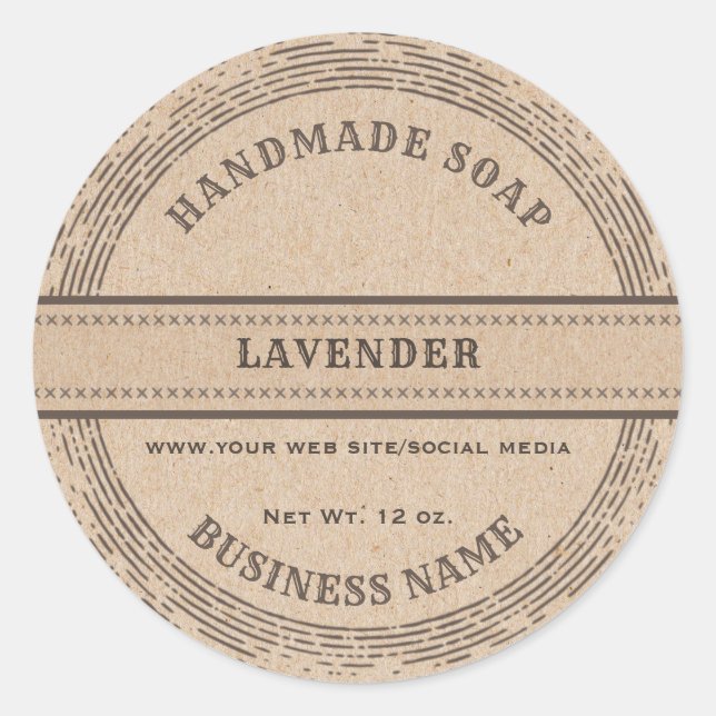 Vintage rustic handmade cardboard soap label (Front)