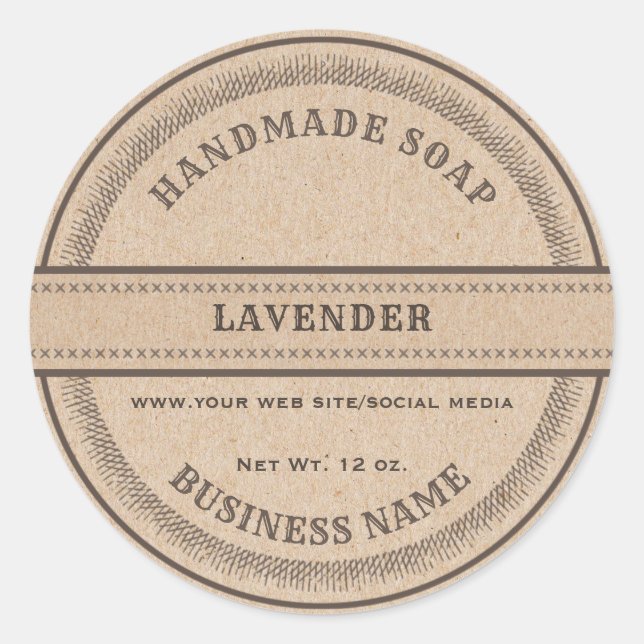 Vintage rustic handmade cardboard soap label (Front)