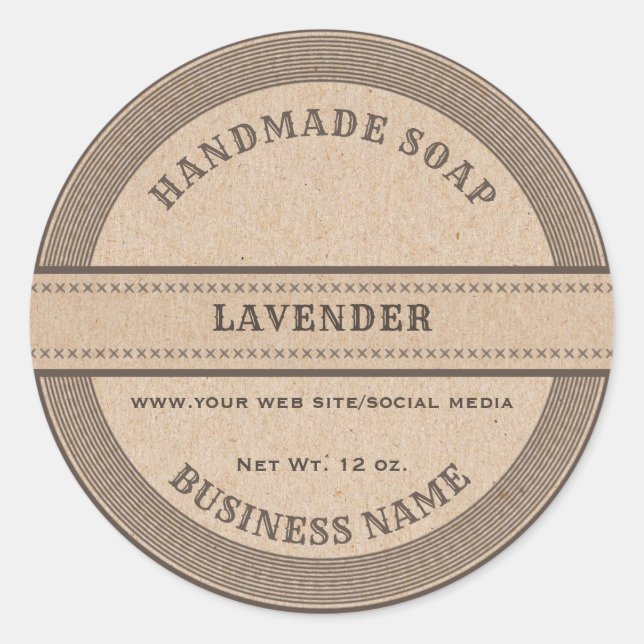 Vintage rustic handmade cardboard soap label (Front)