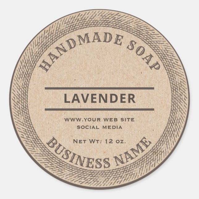 Vintage rustic handmade cardboard soap label (Front)