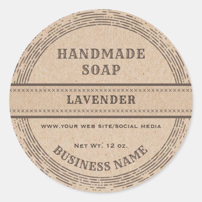Vintage rustic handmade cardboard soap label (Front)