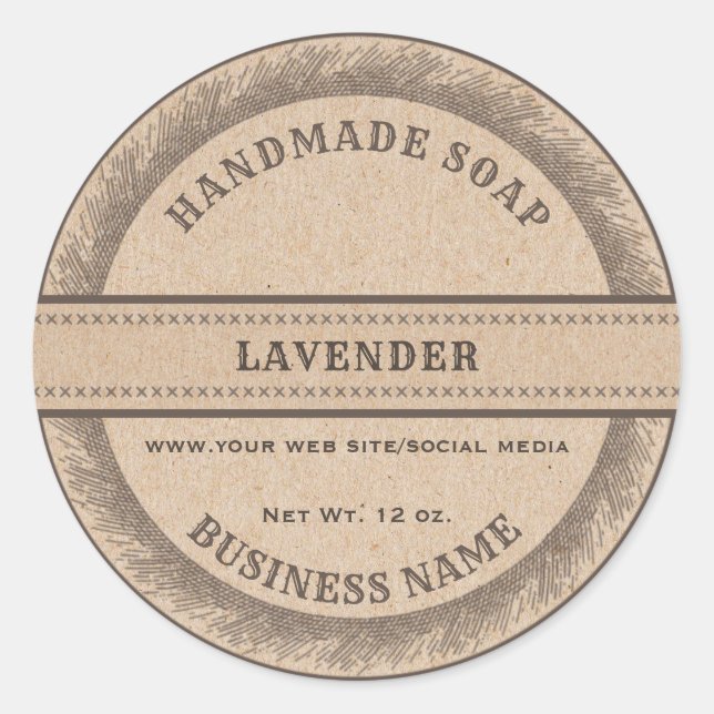 Vintage rustic handmade cardboard soap label (Front)