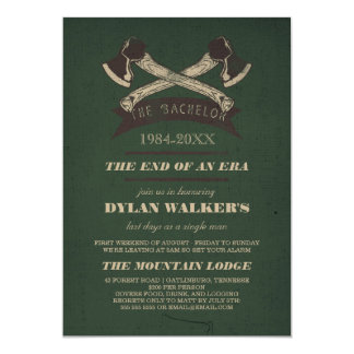 Vintage Rustic Hatchets Bachelor Party Card