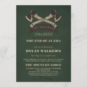 Vintage Rustic Hatchets Bachelor Party Invitation