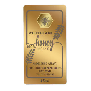 Vintage rustic  honey bee branch jar label