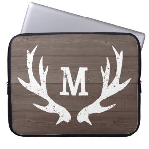 Vintage rustic hunting deer antlers laptop sleeve