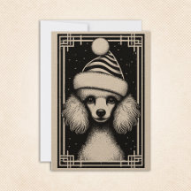Vintage Rustic Inspired Poodle Christmas Card