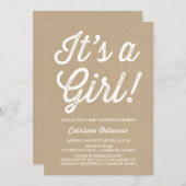 Vintage Rustic It's a Girl Baby Shower Invitation (Front/Back)