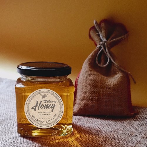 Vintage rustic Kraft bee  honey jar label