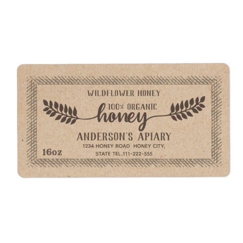 Vintage rustic Kraft calligraphy honey branch Label