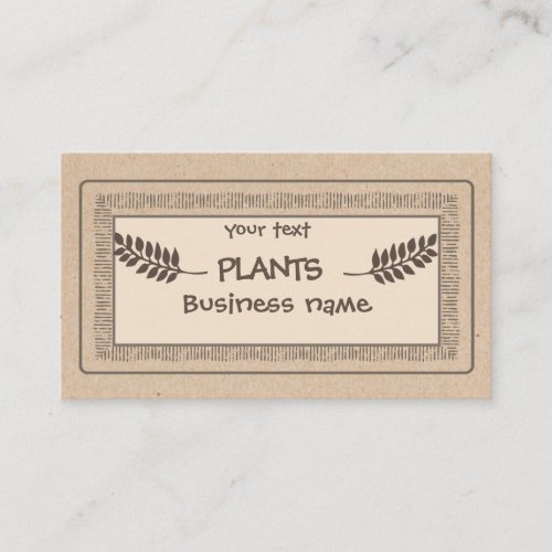 Vintage rustic Kraft plants branch Business Card