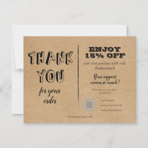 Vintage Rustic Kraft Thank You For Order Discount