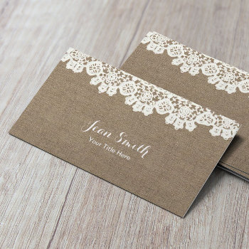 Vintage Rustic Lace & Burlap Event Planning Craft Business Card by cardfactory at Zazzle