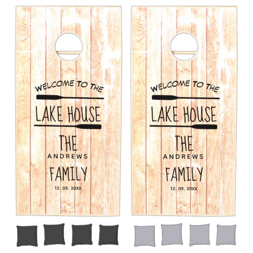 Vintage Rustic Lake House Themed Family Cornhole Set