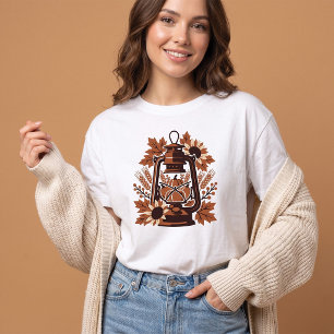 Vintage Rustic Lantern Pumpkin Thanksgiving Autumn T-Shirt