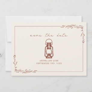 Vintage Rustic Lantern Terracotta Wedding Save The Save The Date