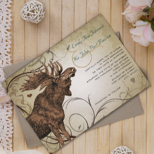 Vintage Rustic Luxe Moose Wedding Invitations