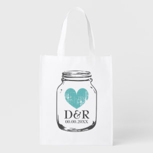 Vintage rustic mason jar reusable wedding bags