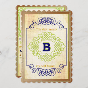 Vintage Rustic Medieval Blue Copper and Green Invitation